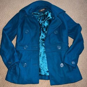 Blue Double-Breasted Peacoat Jacket